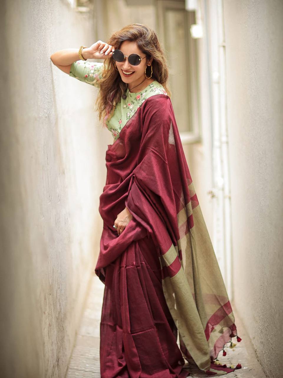 Elegant Soft Lilan Slab Saree Rich Pallu