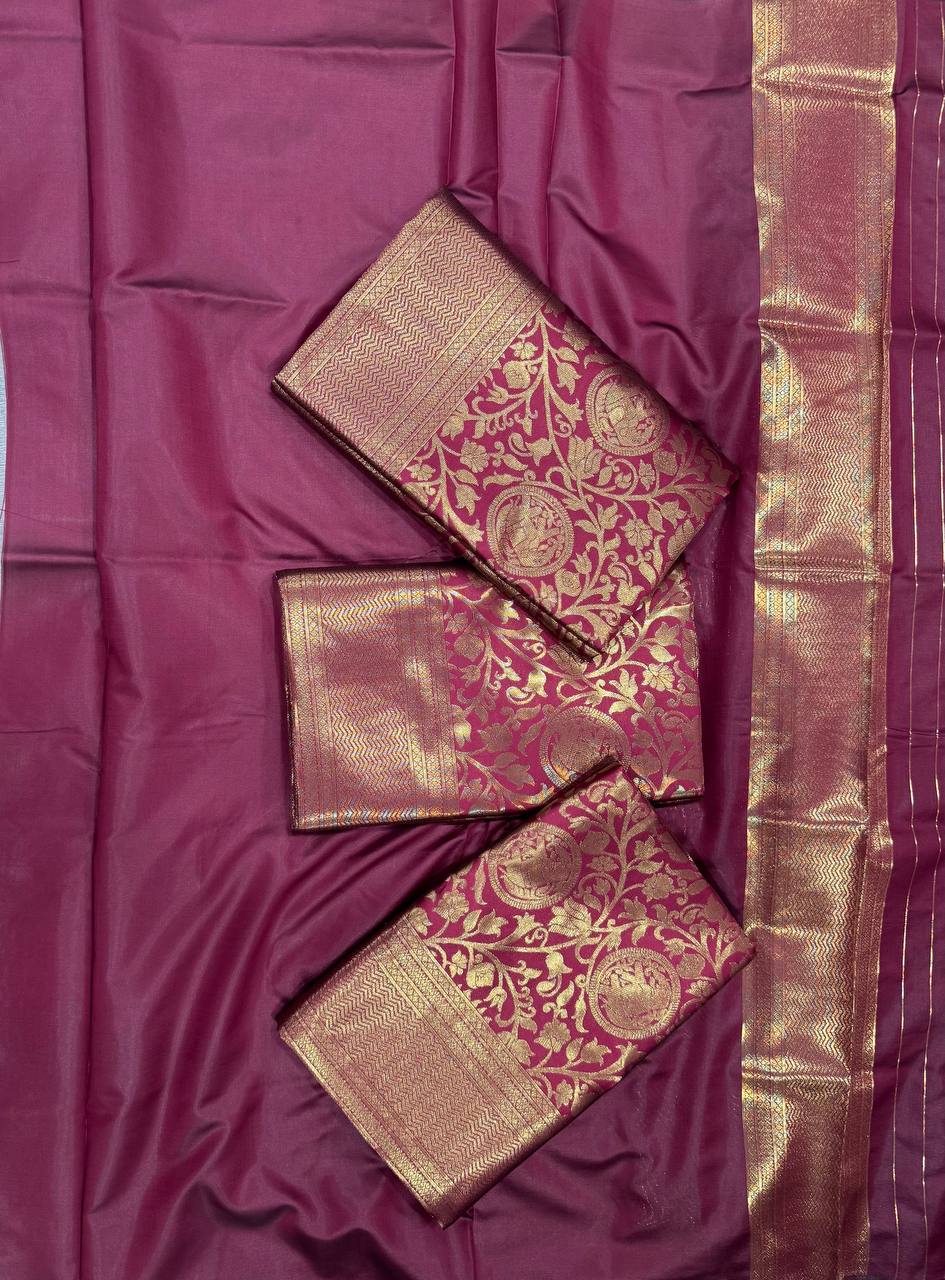 Exquisite Soft Lichi Silk Saree with Jacquard Weaving