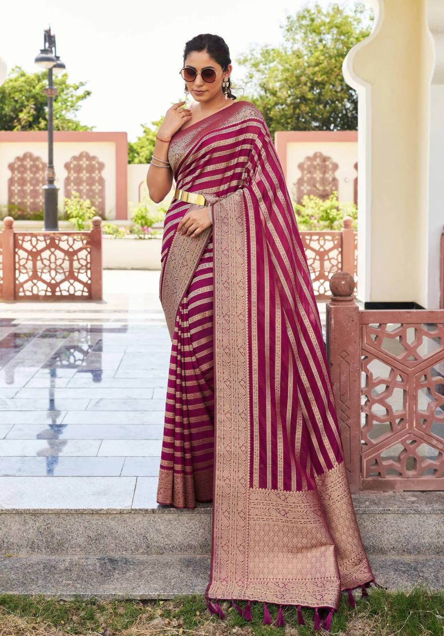 Soft Lichi Silk Saree with Elegant Jacquard Weaving