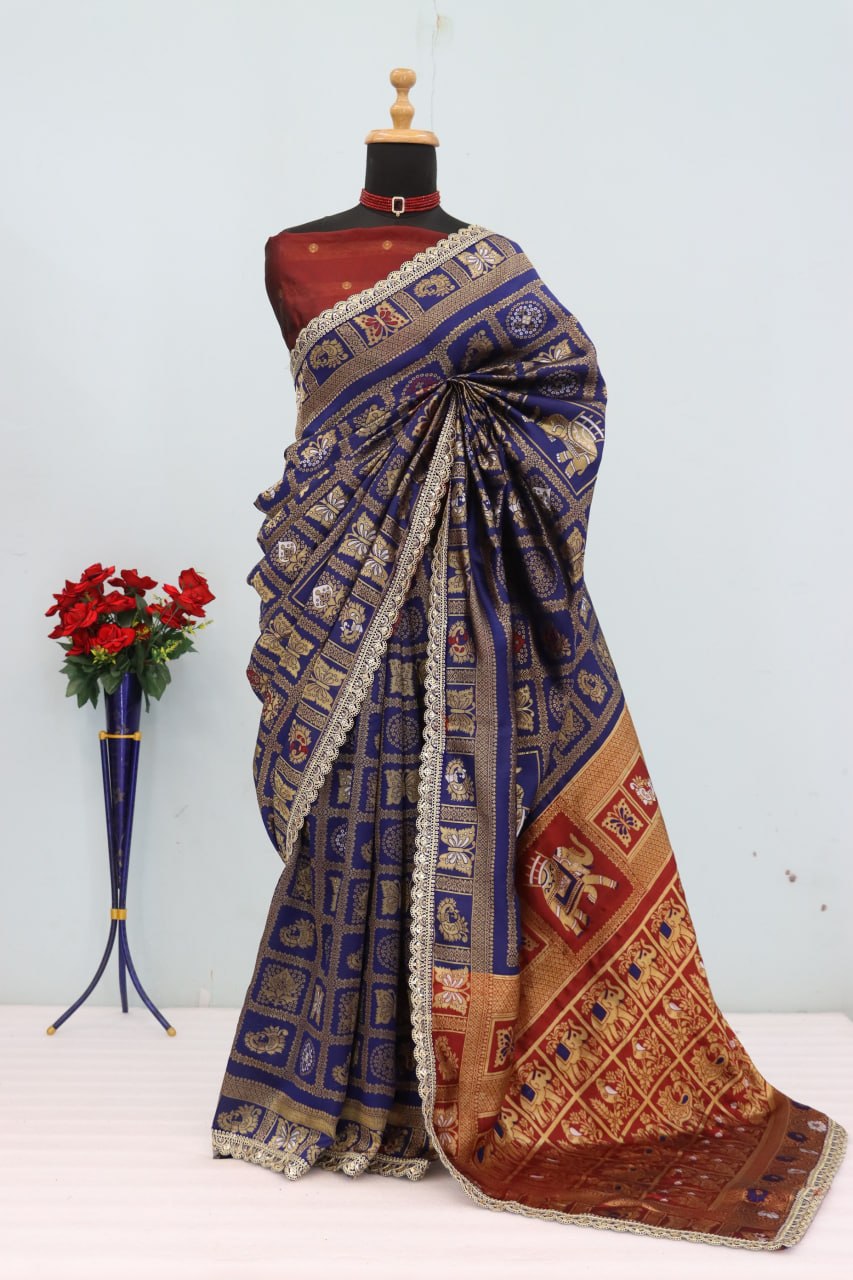 Designer Banarasi Silk Saree With Silk Blouse Piece
