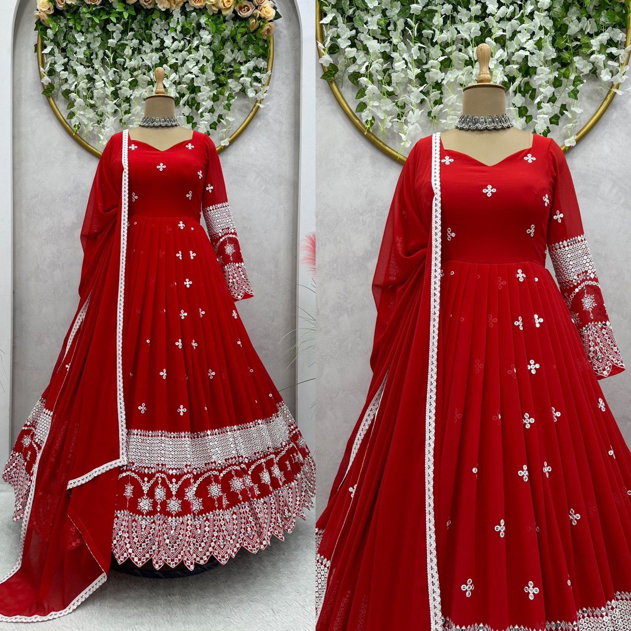 Beautiful Designer Anarkali Salwar Suit With Thread And Sequence work