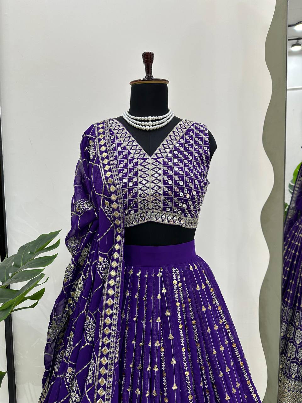 Amazing Purple Color Georgette Sequence Work Lehenga Choli