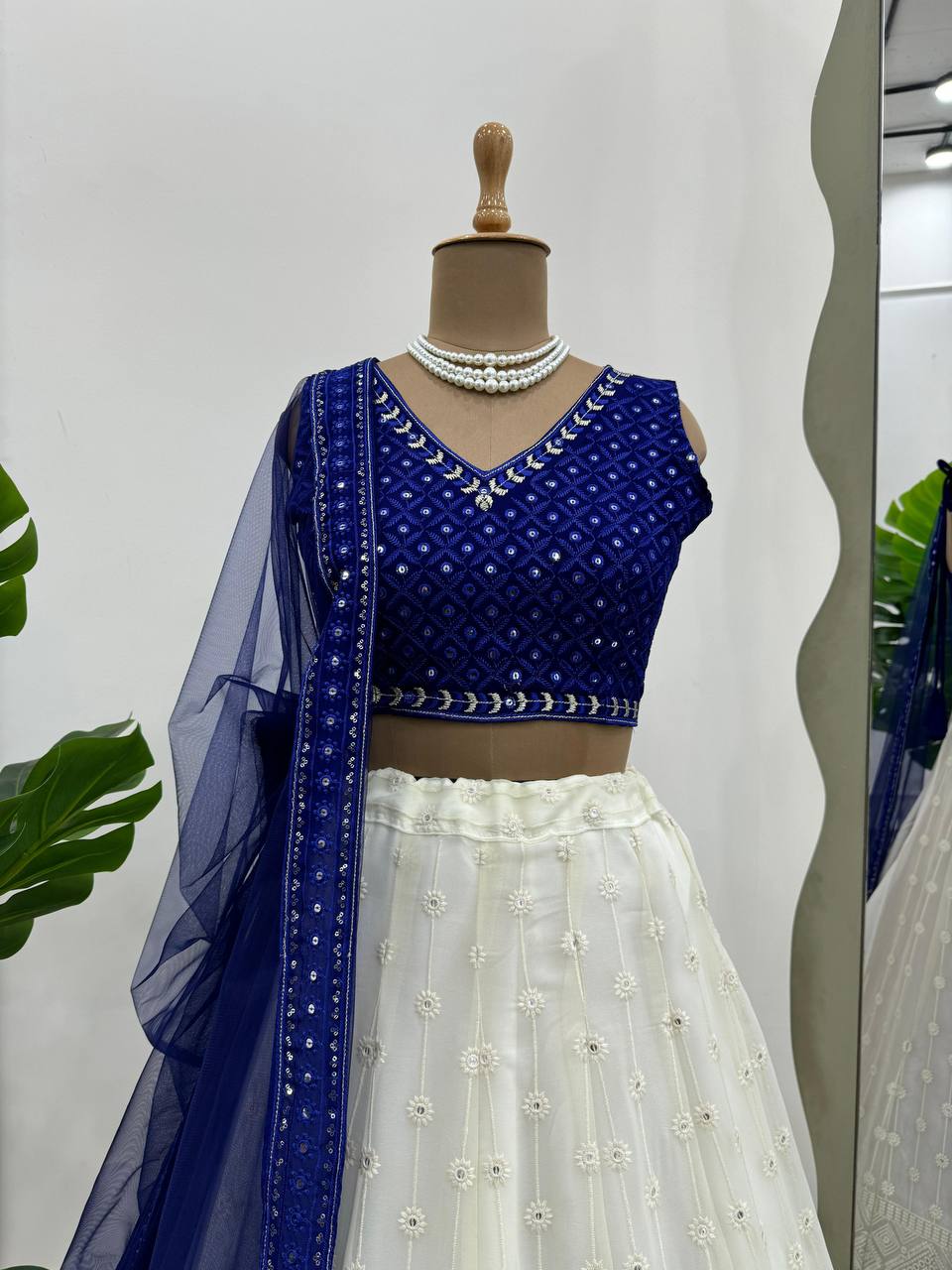 Blue Color Wedding Wear Georgette Sequence Work Lehenga Choli