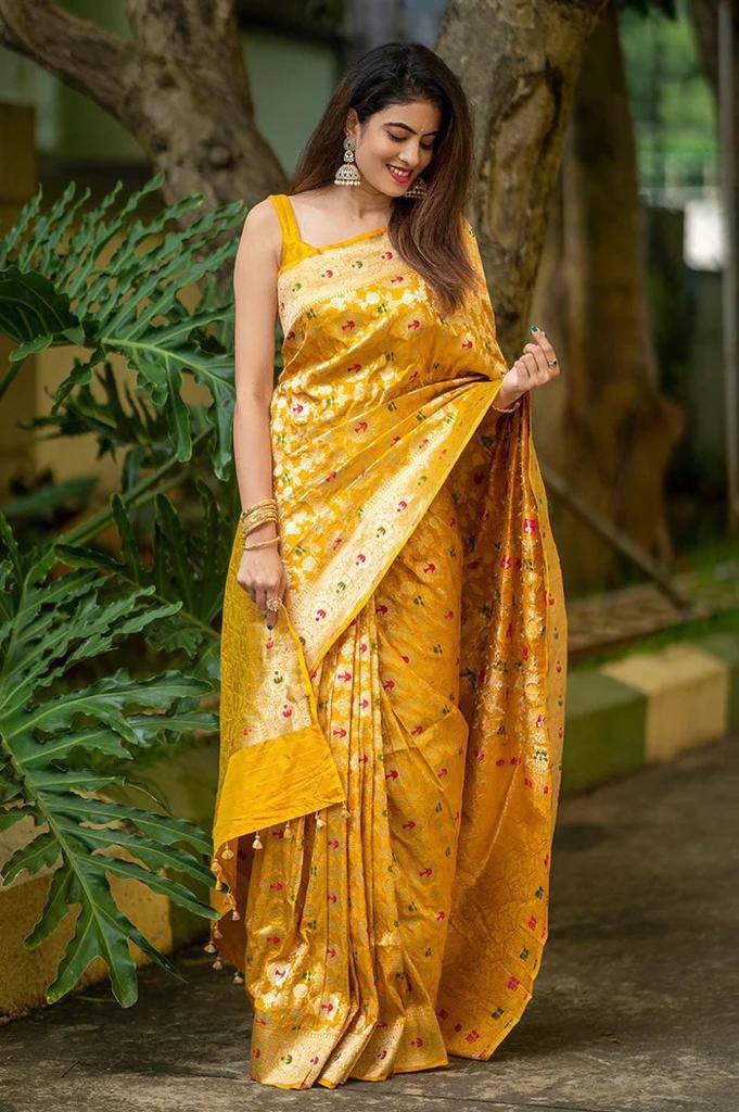 Soft Lichi Silk Saree with Jacquard Work