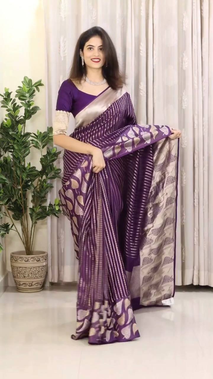 Exquisite Soft Lichi Silk Saree with Rich Jacquard Weaving