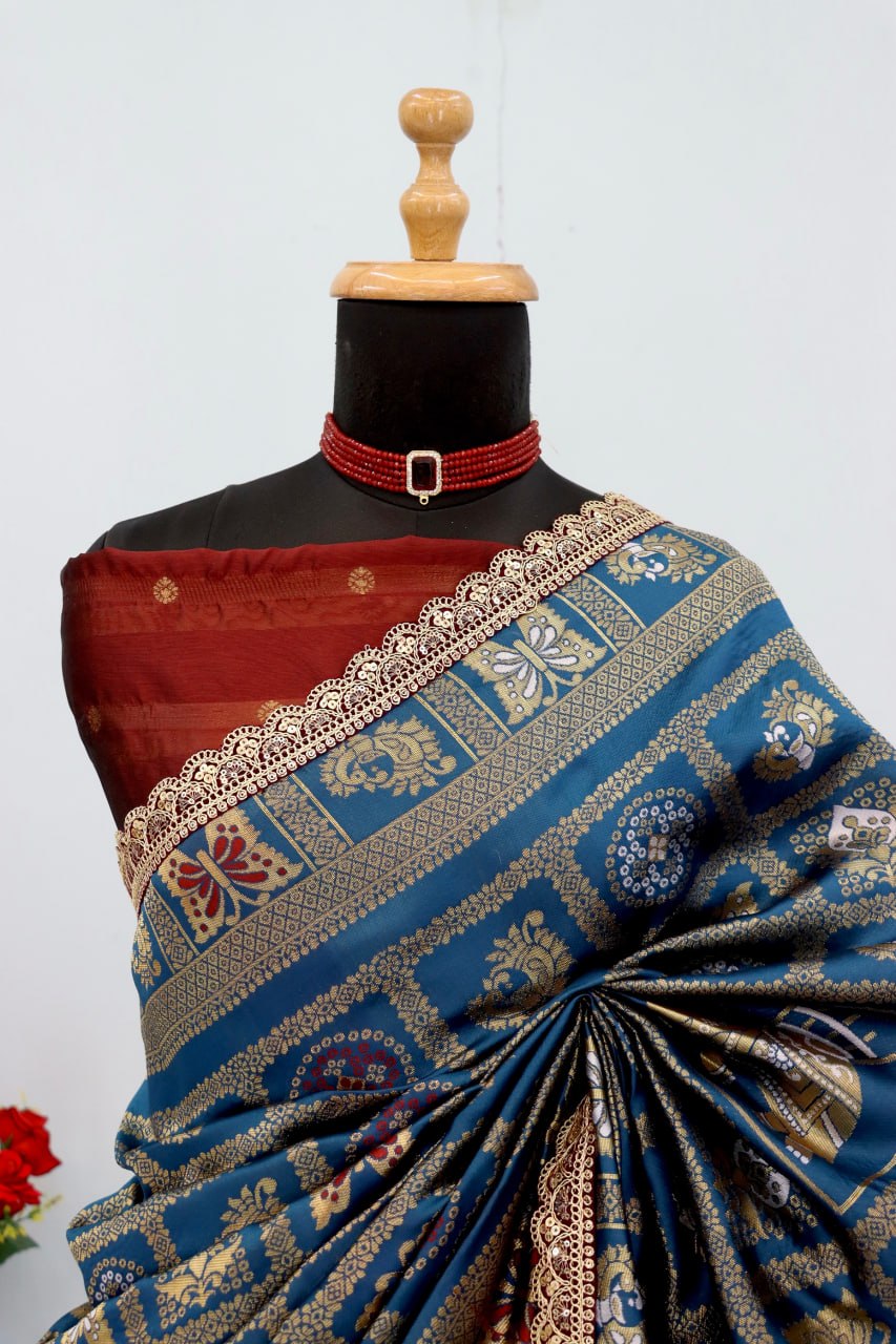 Designer Banarasi Silk Saree With Silk Blouse Piece