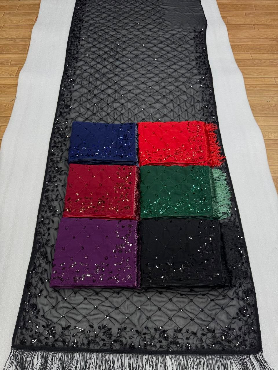 Heavy Georgette 5mm Sequins & Multi Embroidery Designer Saree with Zalar Border