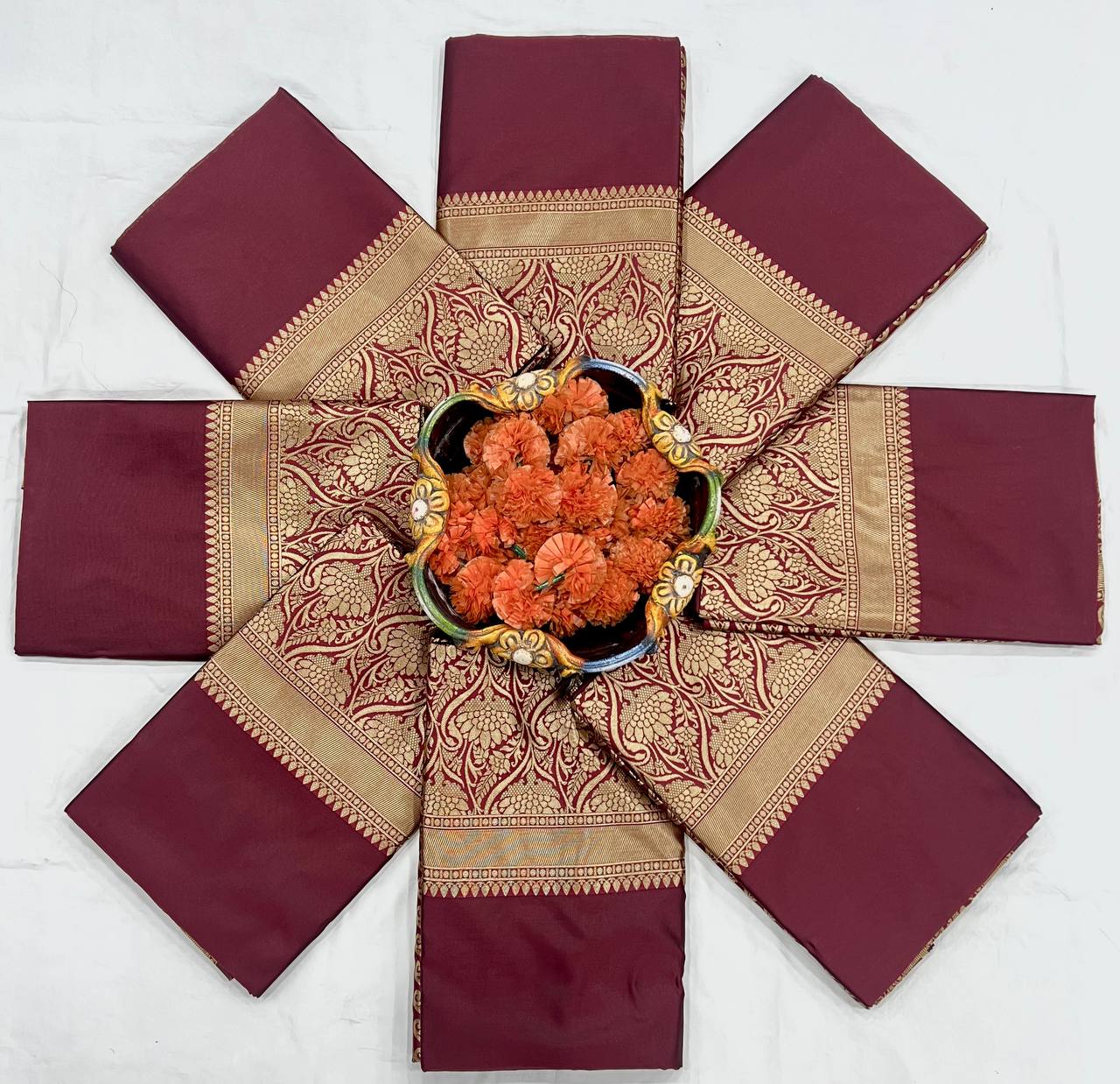 Maroon Color Lichi Silk Saree Blouse