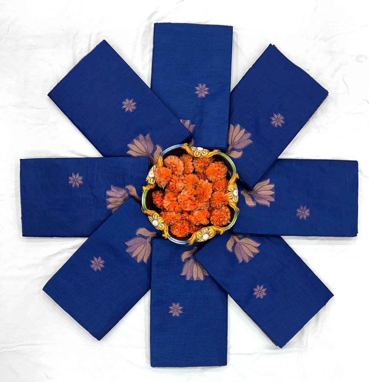 Blue Color Linen Cotton Weaving Saree