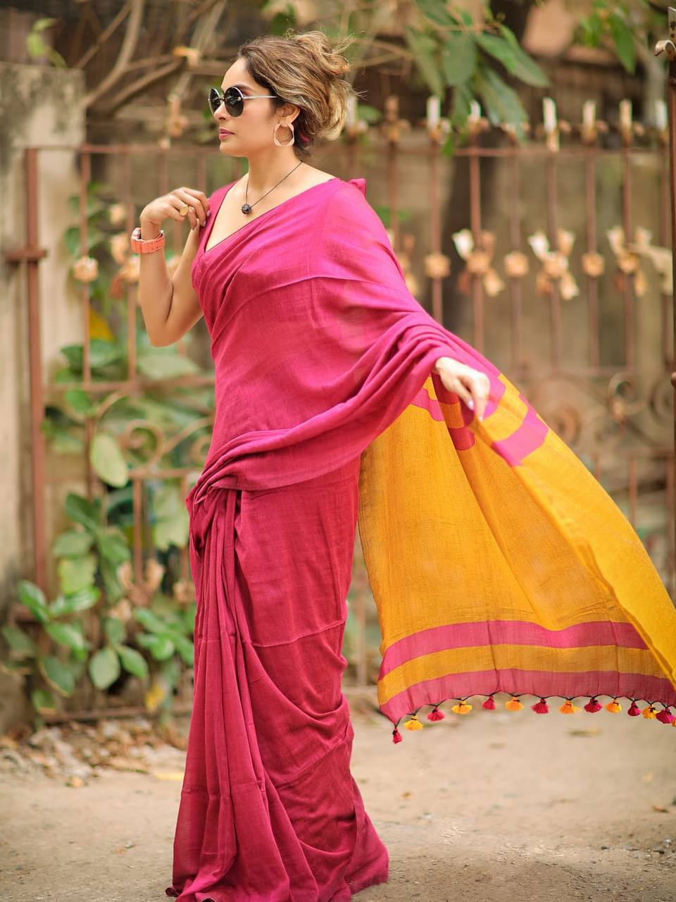 Elegant Soft Lilan Slab Saree Rich Pallu