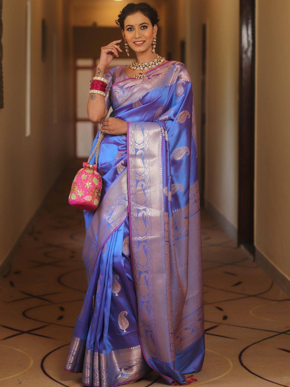 Exquisite Soft Lichi Silk Saree with Rich Jacquard Weaving