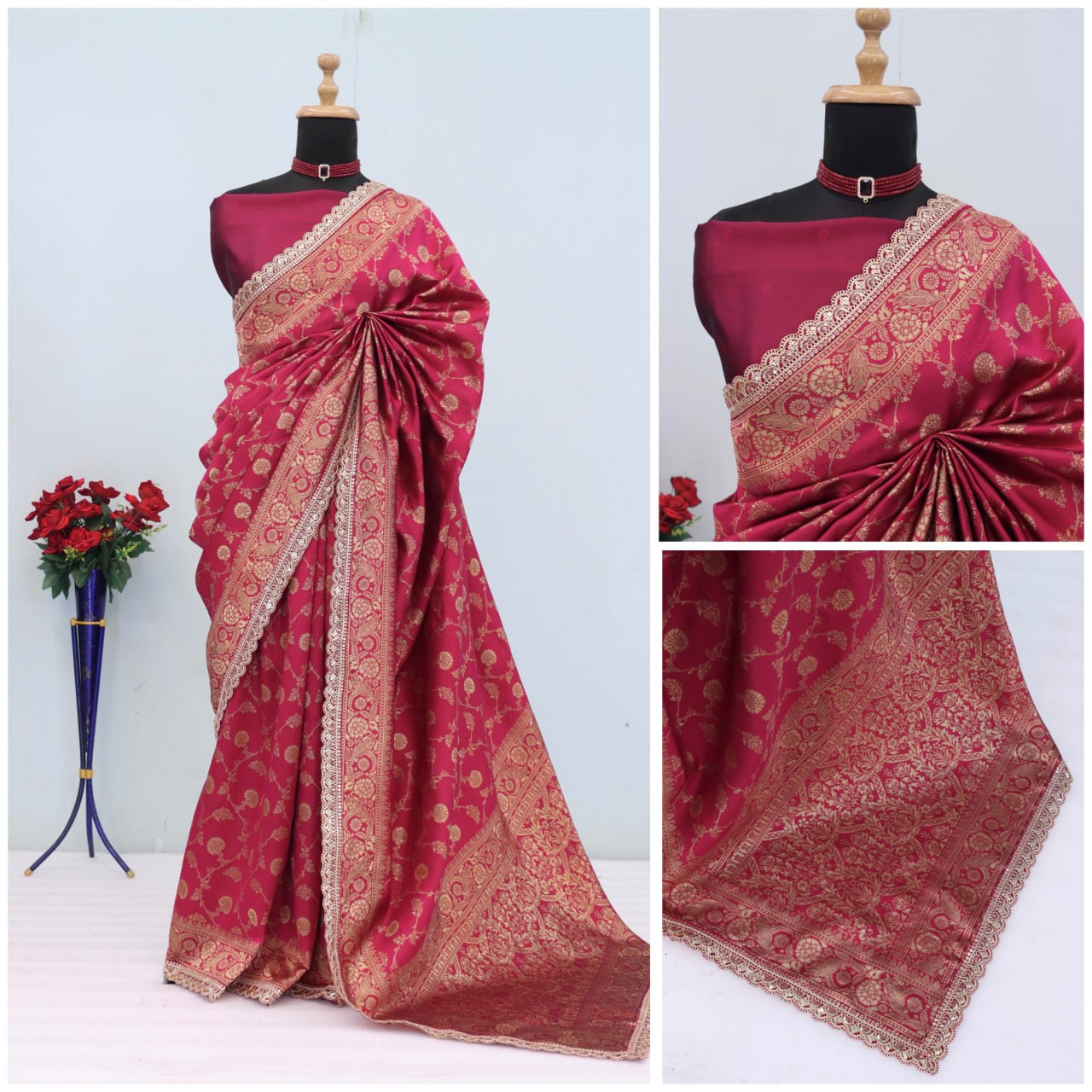 Banarasi Silk Saree Blouse For Wedding Wear