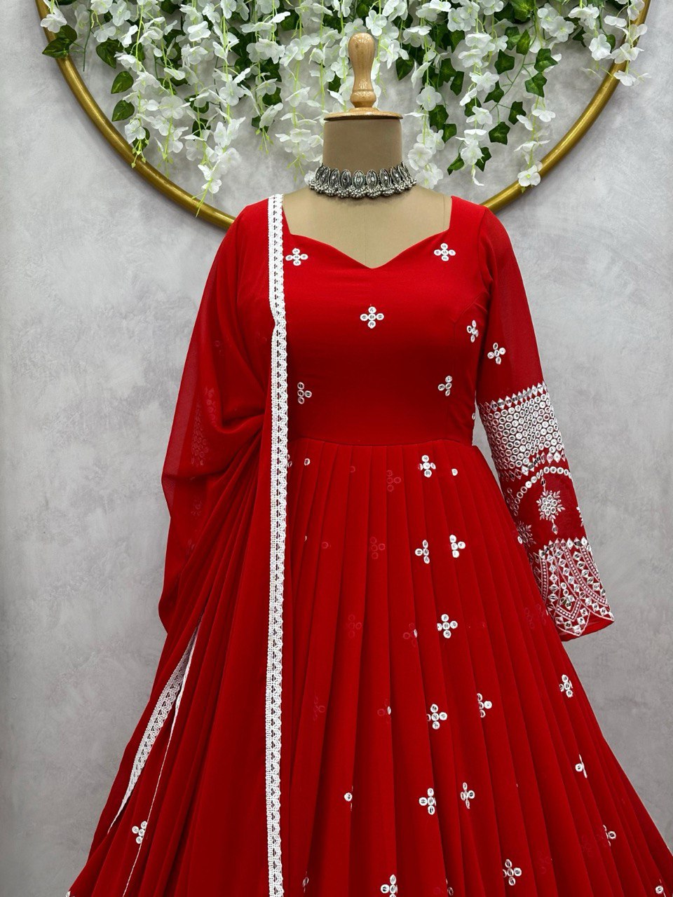 Beautiful Designer Anarkali Salwar Suit With Thread And Sequence work