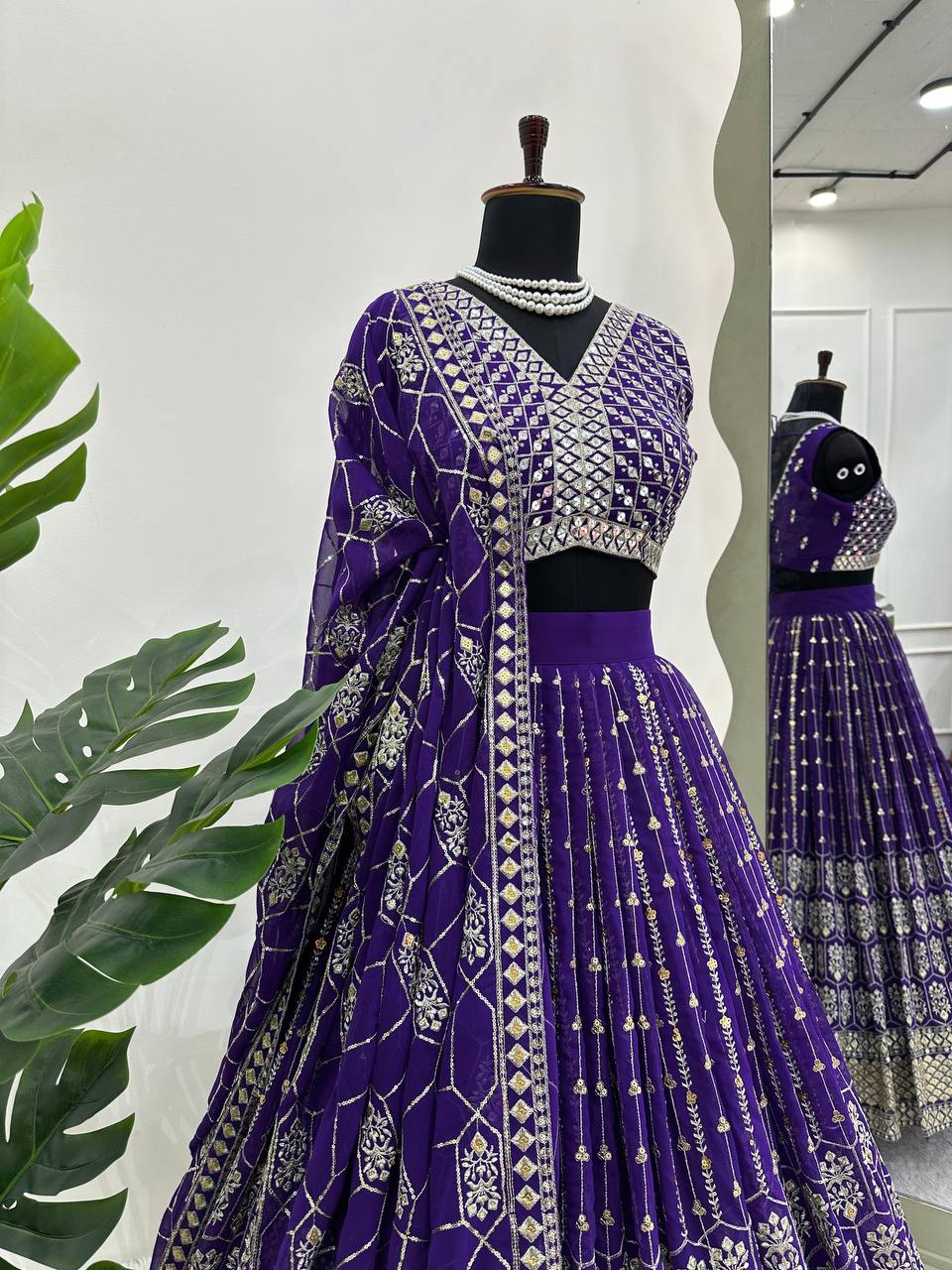 Amazing Purple Color Georgette Sequence Work Lehenga Choli