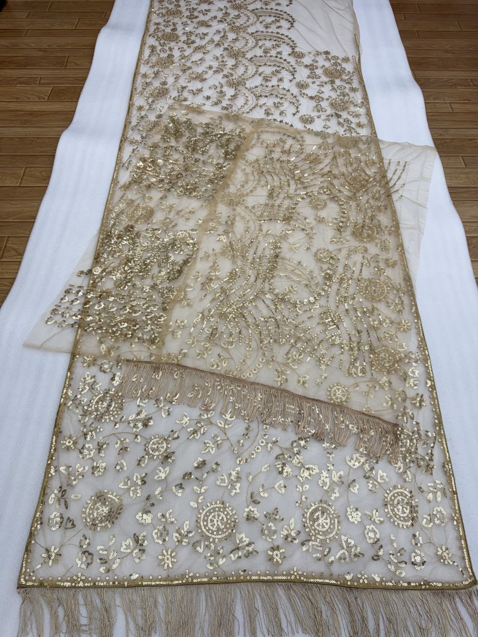 Butterfly Net Sequins Embroidered Saree with Blouse