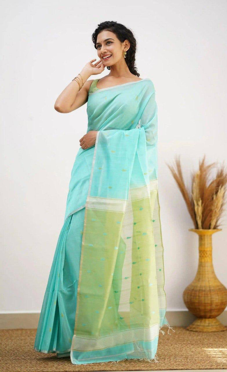 Linen Cotton Weaving Saree Blouse