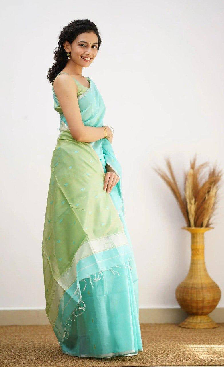 Linen Cotton Weaving Saree Blouse