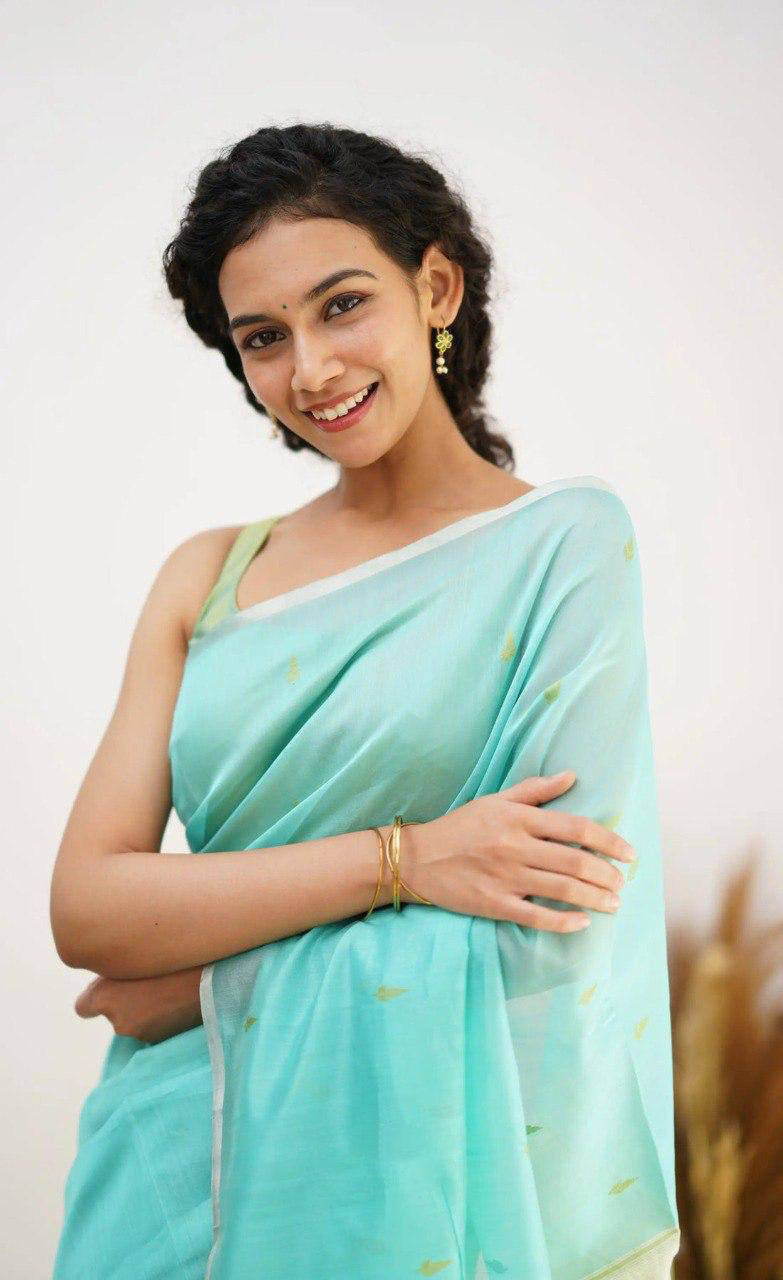 Linen Cotton Weaving Saree Blouse