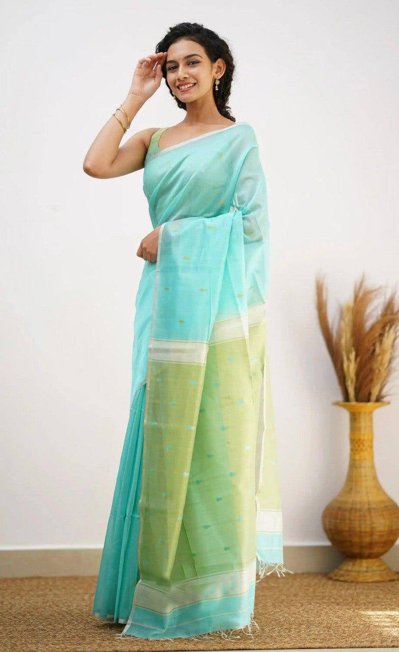 Linen Cotton Weaving Saree Blouse