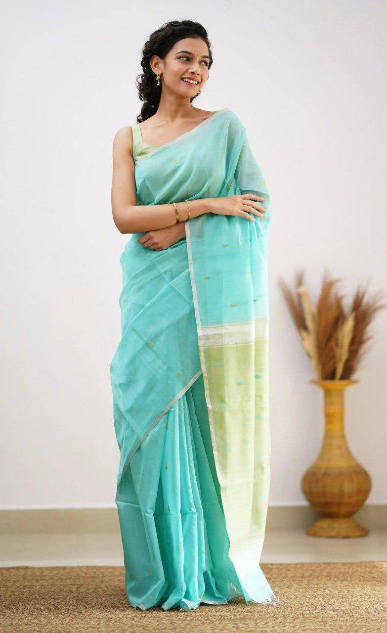 Linen Cotton Weaving Saree Blouse