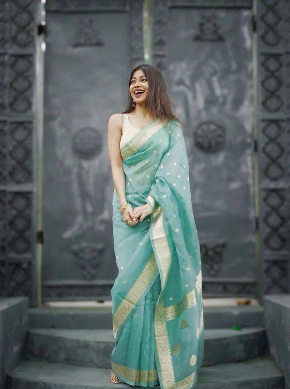 Linen Cotton Weaving Saree Blouse