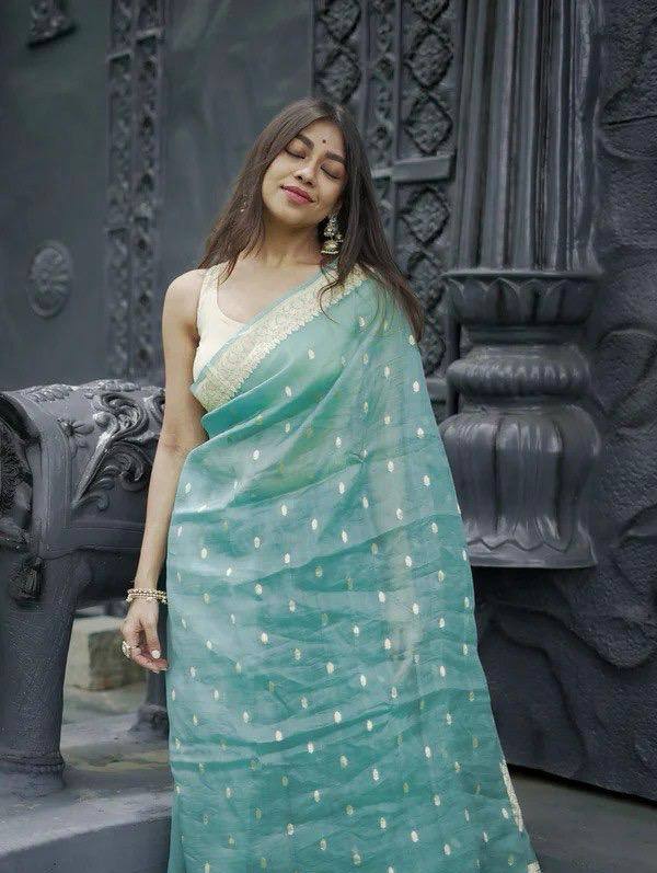 Linen Cotton Weaving Saree Blouse