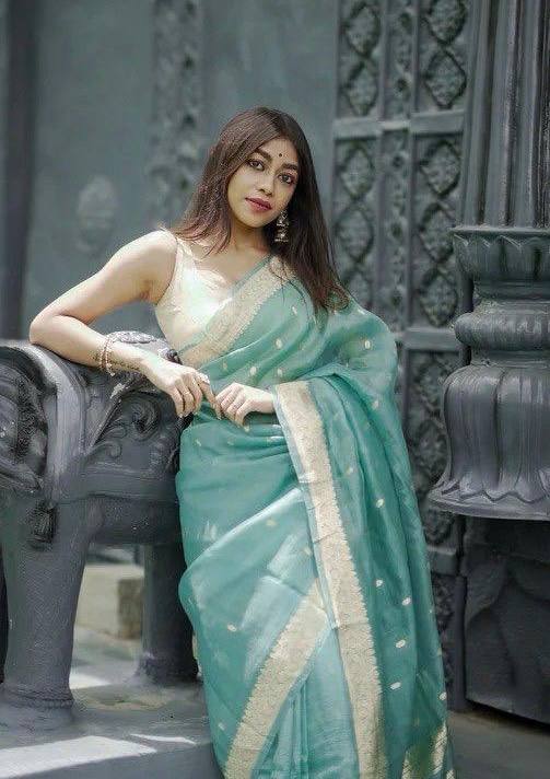 Linen Cotton Weaving Saree Blouse