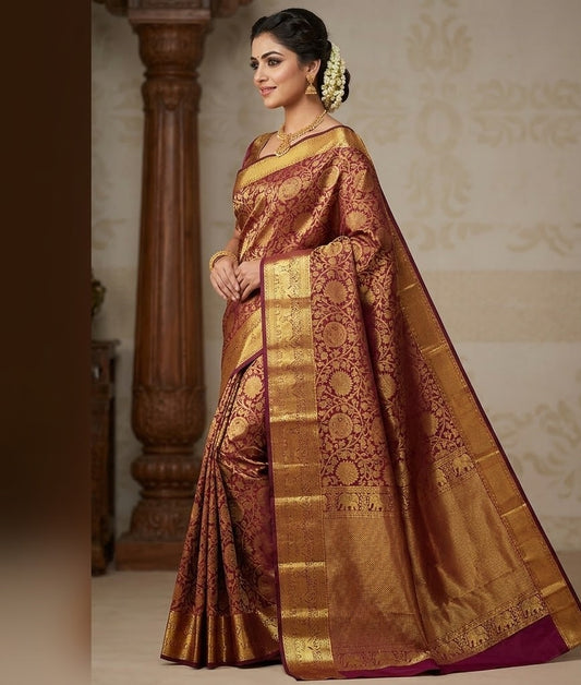 Exquisite Soft Lichi Silk Saree with Jacquard Weaving