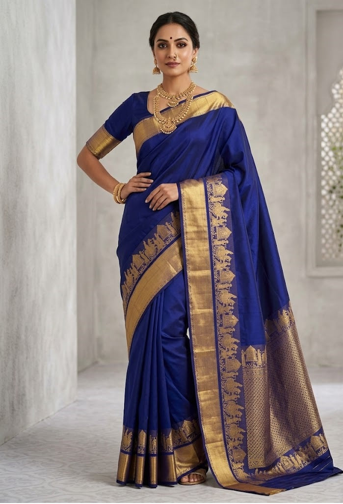 Soft Lichi Silk Saree with Jacquard Weaving