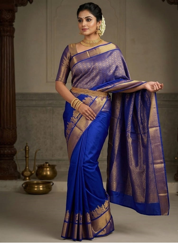 Soft Lichi Silk Saree with Jacquard Weaving