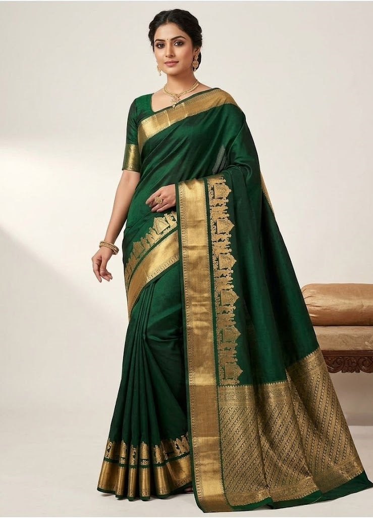 Soft Lichi Silk Saree with Jacquard Weaving
