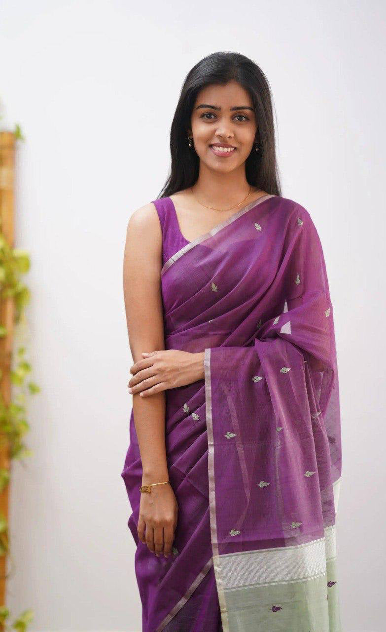 Linen Cotton Weaving Saree Blouse