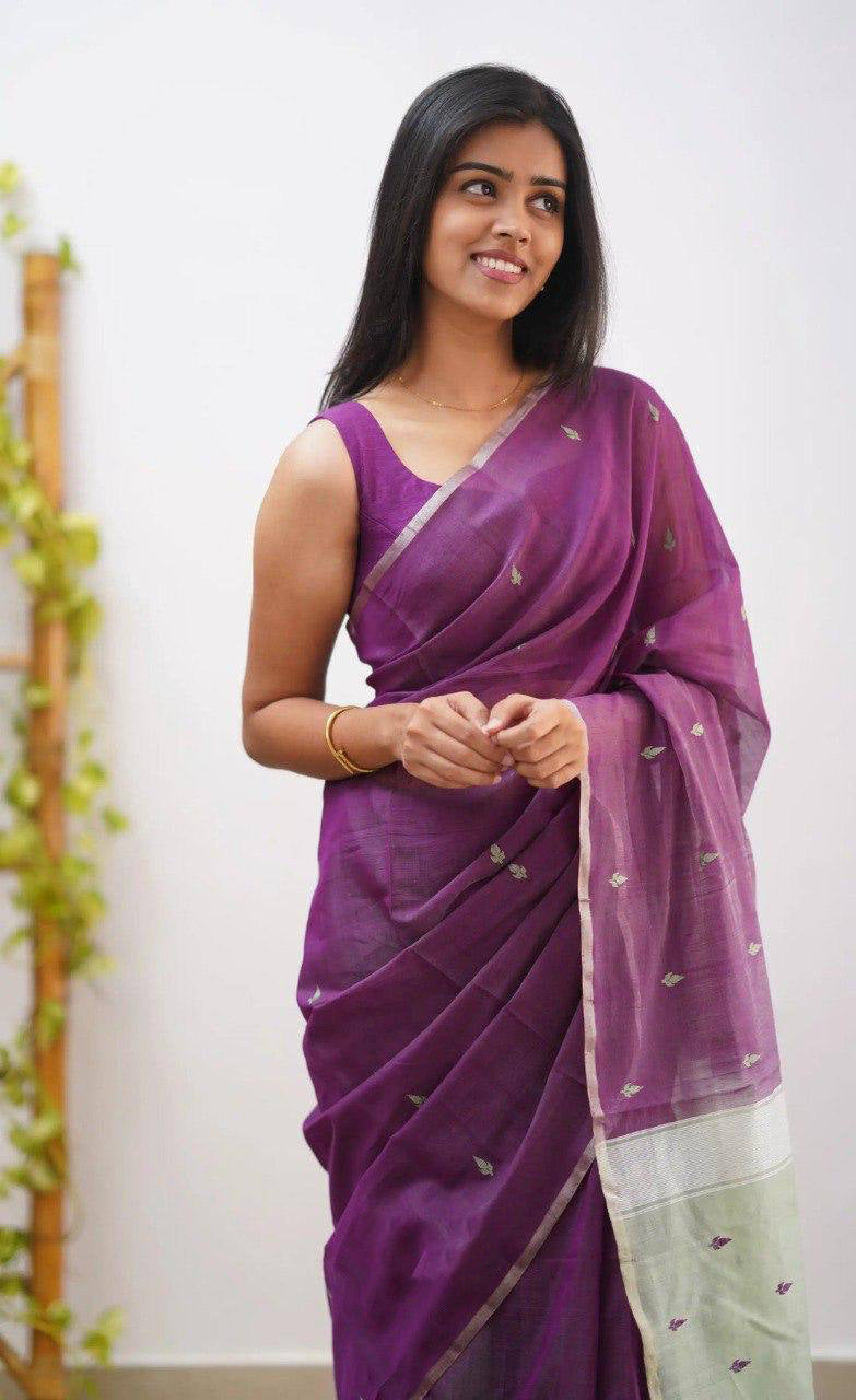 Linen Cotton Weaving Saree Blouse