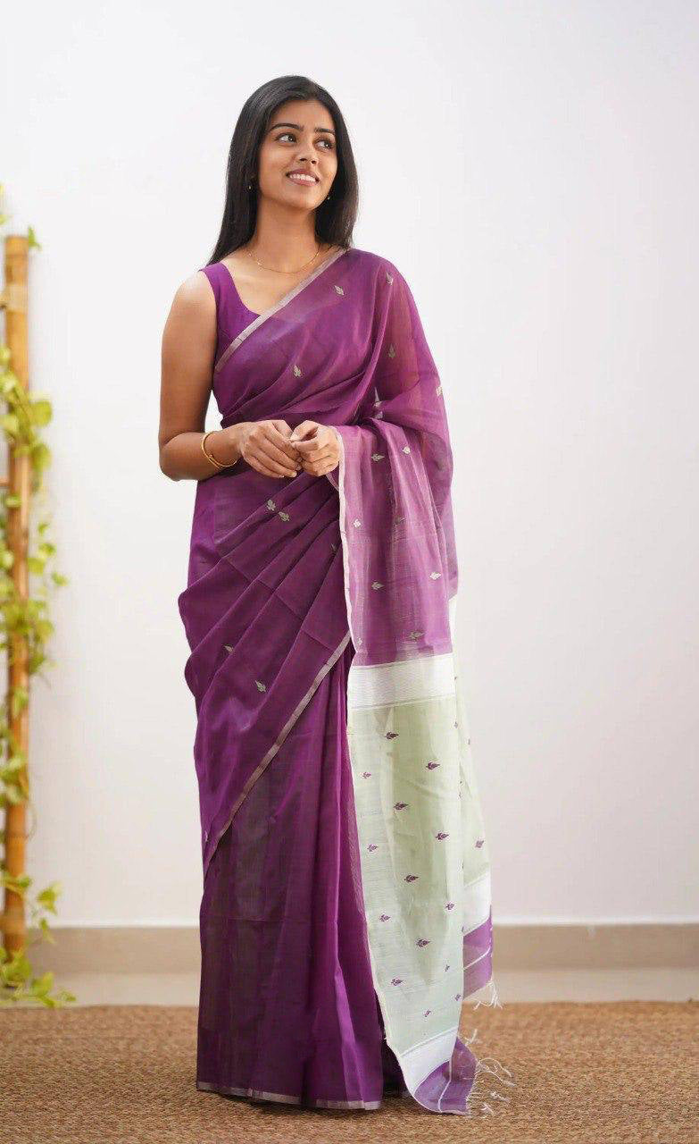 Linen Cotton Weaving Saree Blouse