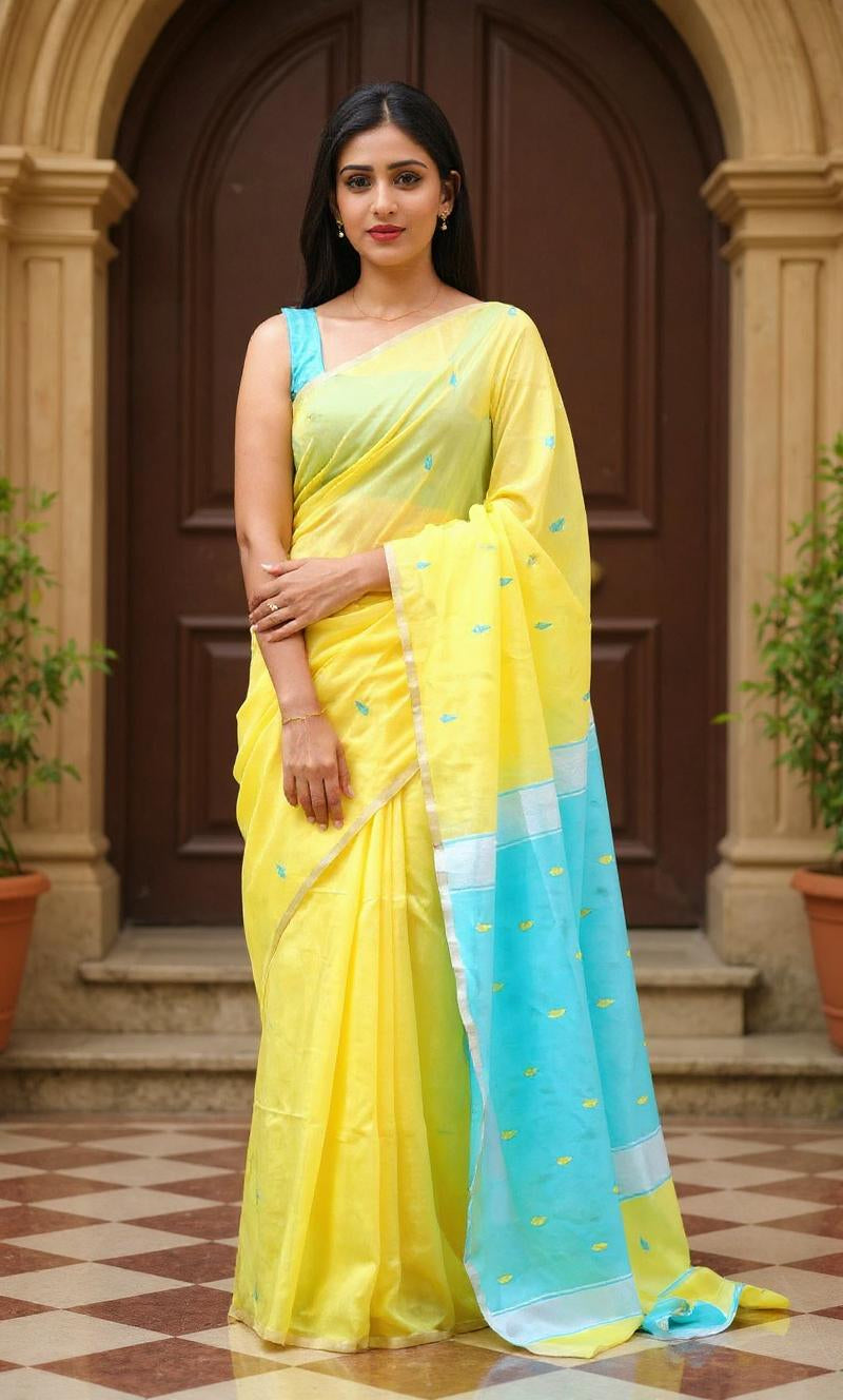 Linen Cotton Weaving Saree Blouse