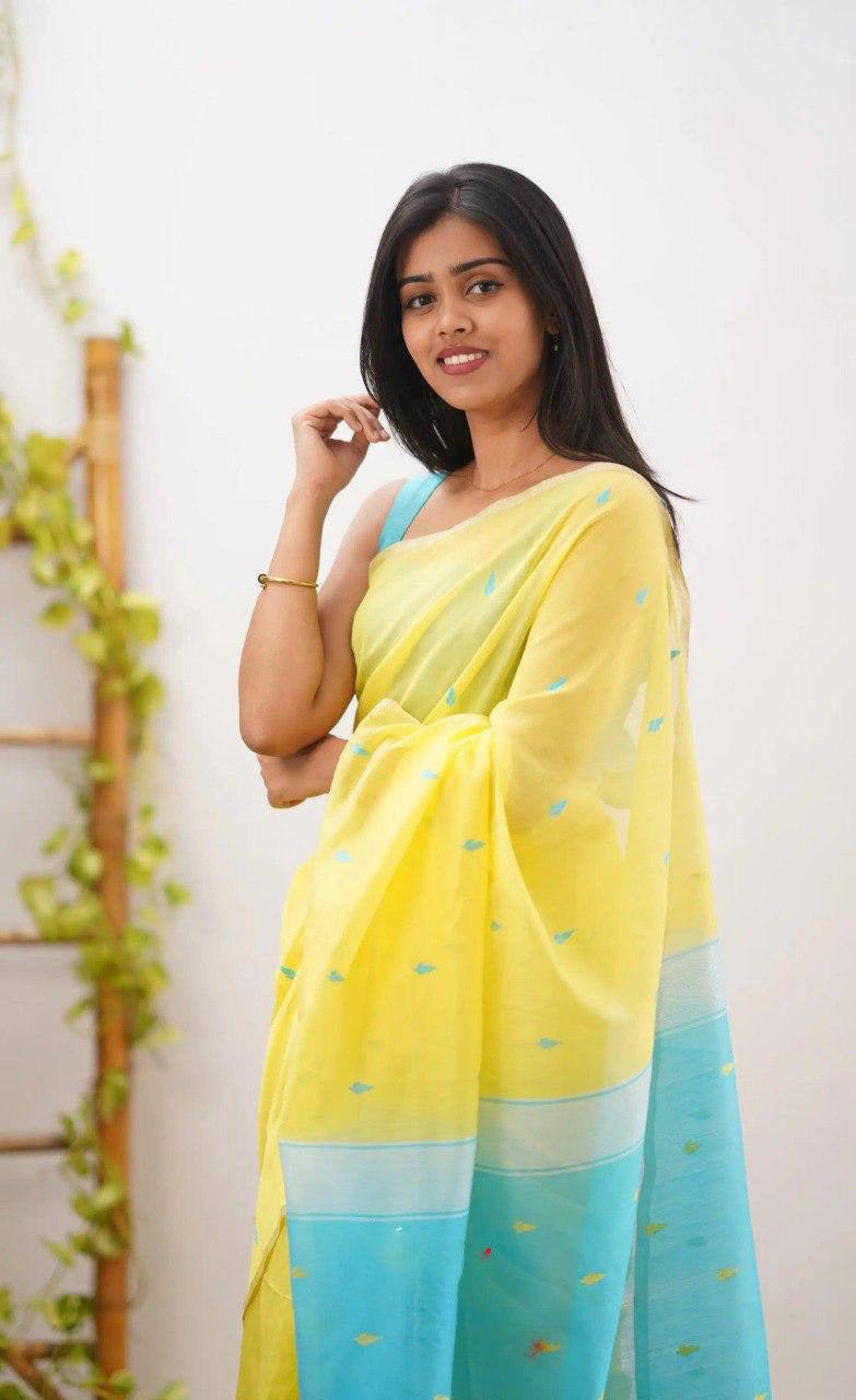 Linen Cotton Weaving Saree Blouse