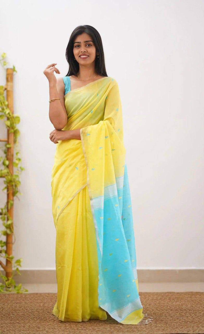 Linen Cotton Weaving Saree Blouse