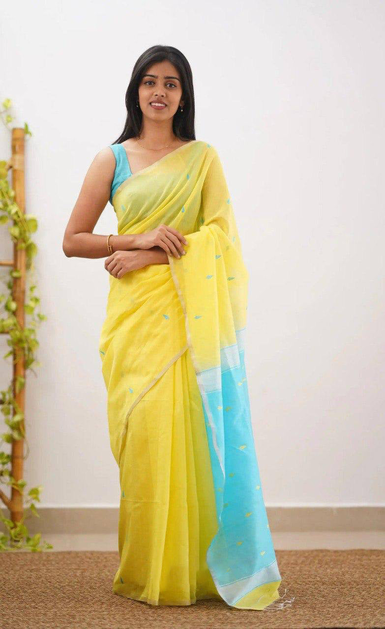 Linen Cotton Weaving Saree Blouse