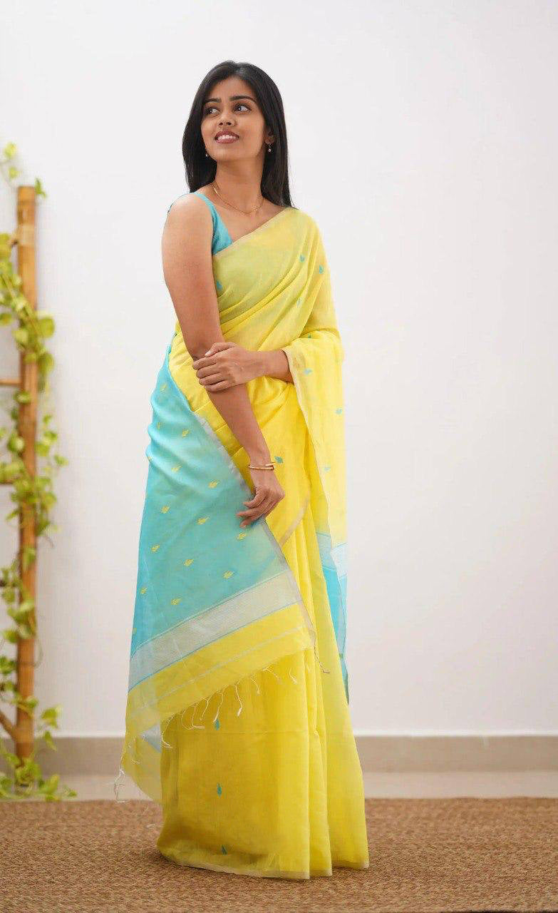 Linen Cotton Weaving Saree Blouse