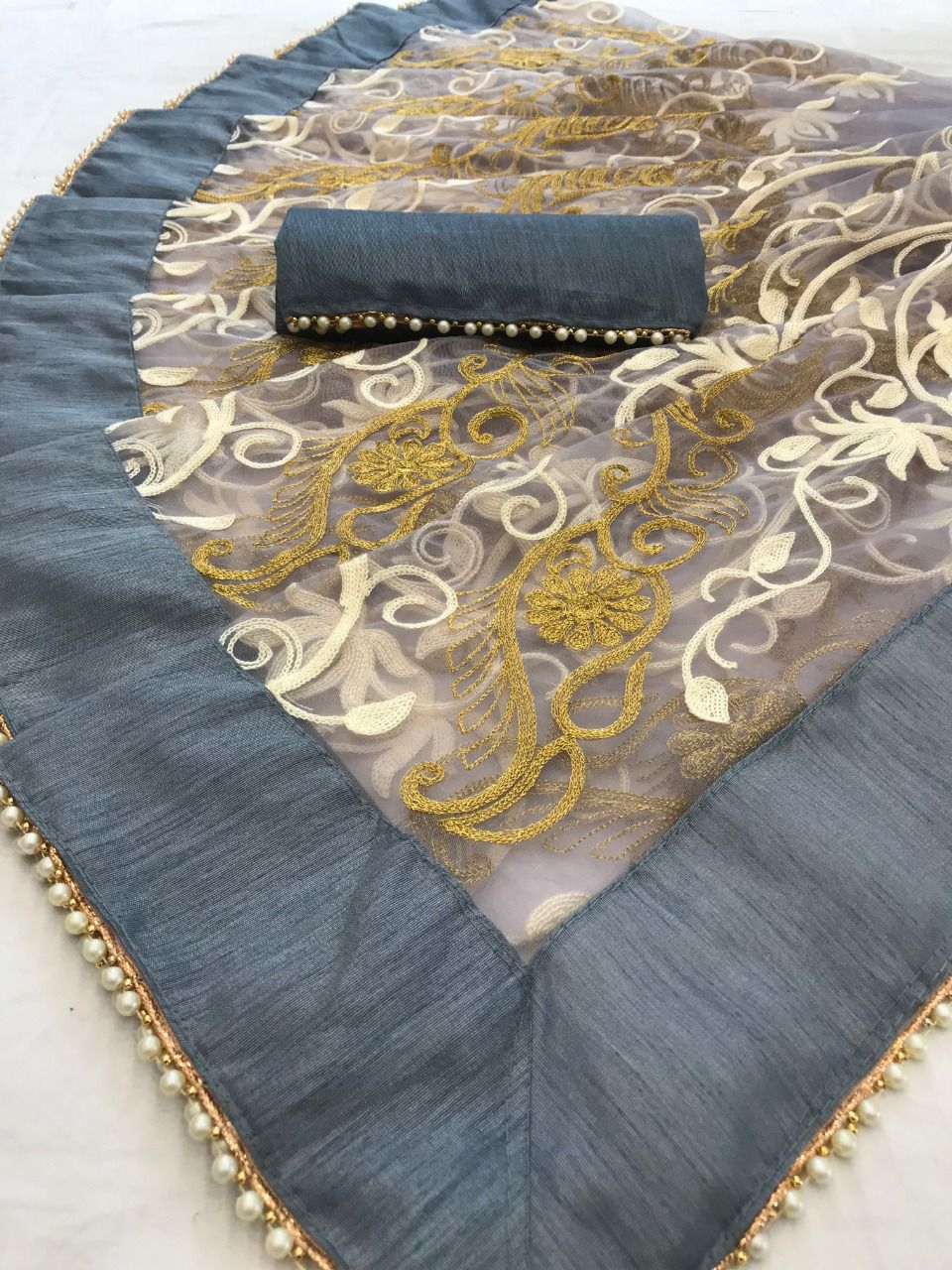 Latest Designer Net Embroidered Saree
