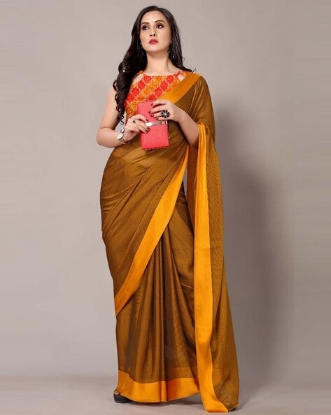 Coffee color Georgette Digital printed saree