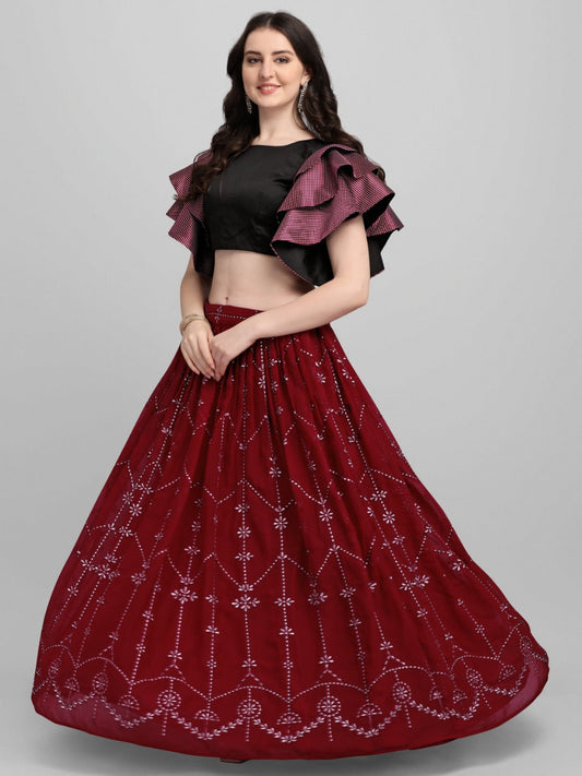 Maroon Color Latest Design Digital Printed Lehenga Choli For Women