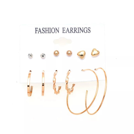 combo of 6 pair of latest different design gold plated earrings set for girls and women