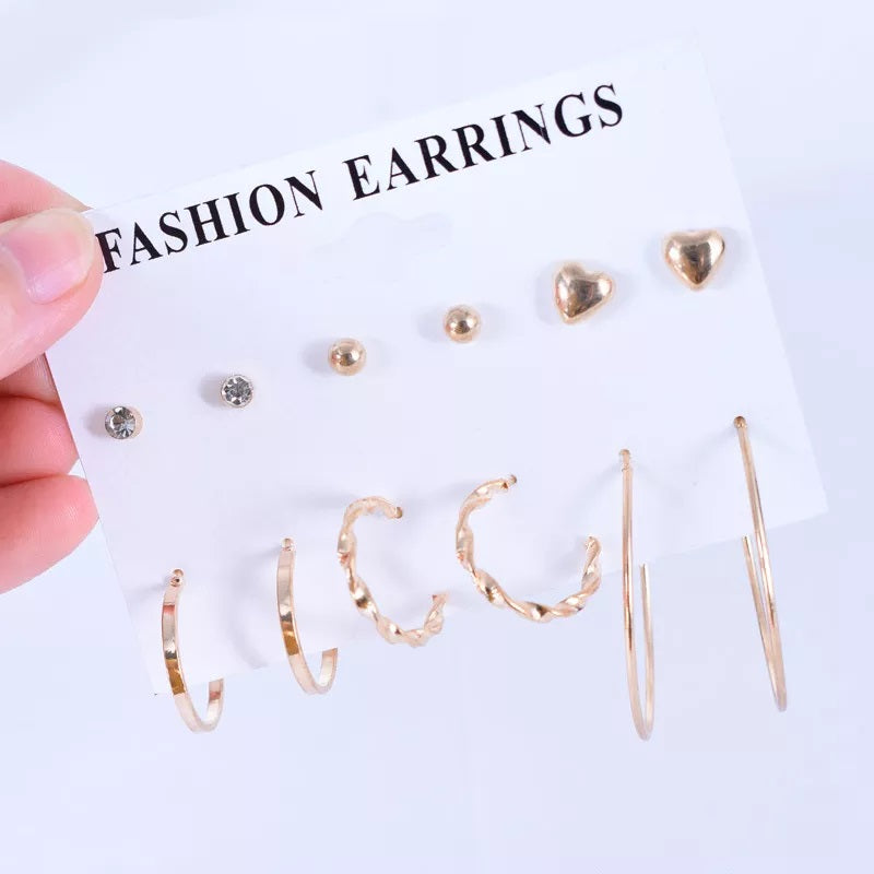 Set of Three Metal Hoop Earrings With Different Designs. - Hoop 1  Approximately 1