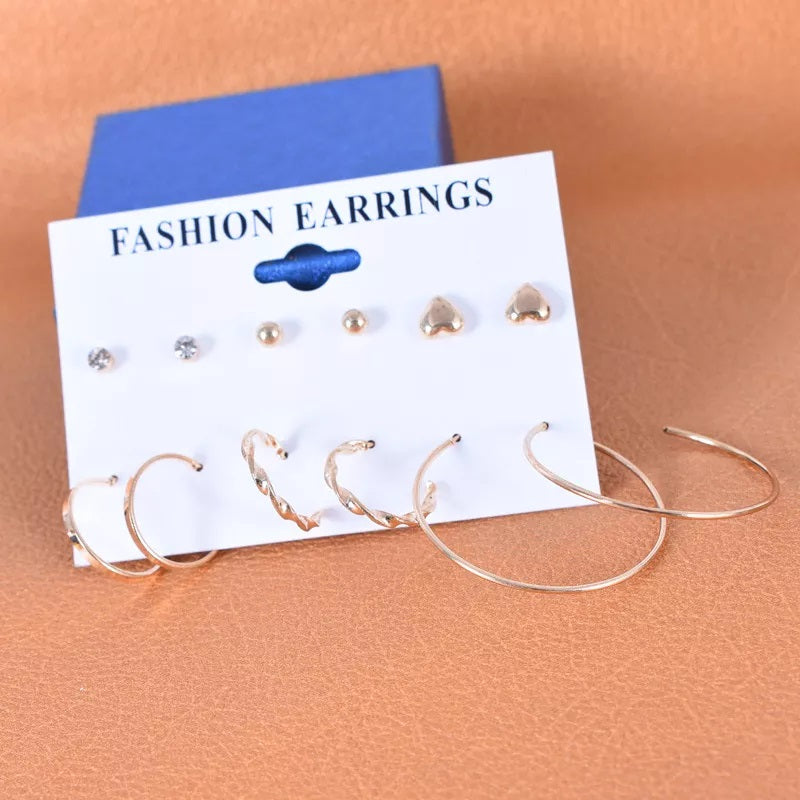 combo of 6 pair of latest different design gold plated earrings set for girls and women