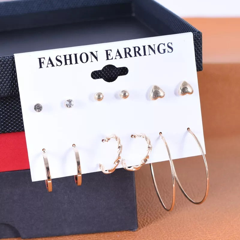 combo of 6 pair of latest different design gold plated earrings set for girls and women