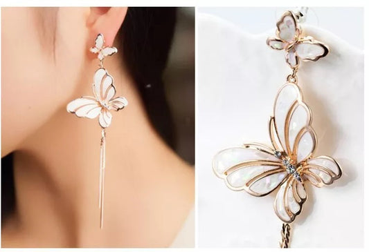 Urban Trend spring and summer new long butterfly Tassel Earrings