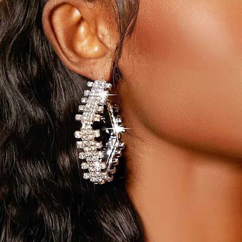 Urban Trend sweet creative geometric alloy diamond diamond diamond Square Earrings