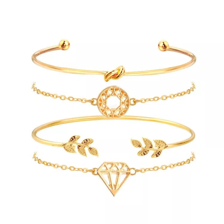 Graceful 4 Pair Of Gold Plated Bracelet For Women