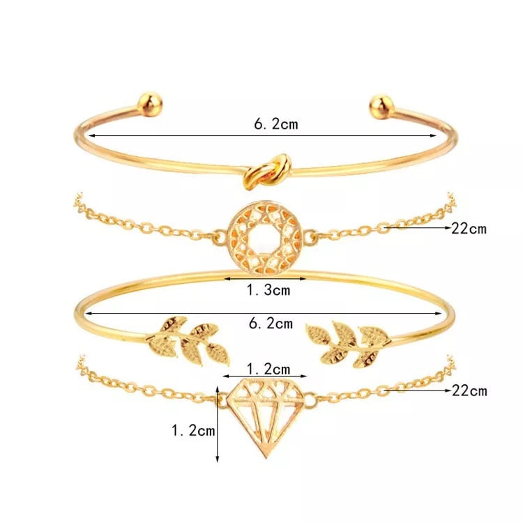 Graceful 4 Pair Of Gold Plated Bracelet For Women